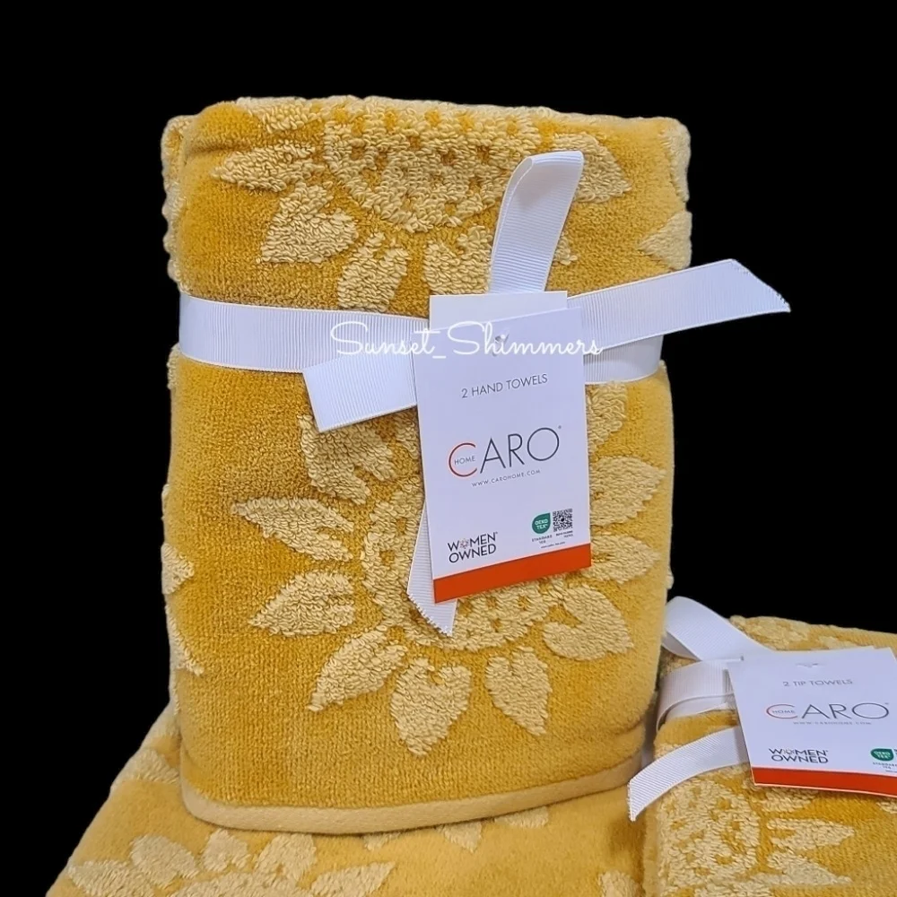 6pc Summer Fall SUNFLOWER BATH HAND TIP TOWEL SET Caro Home NEW